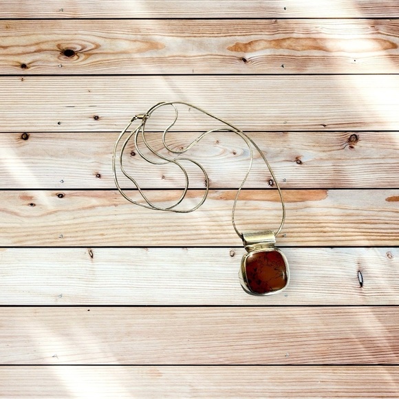 Vintage Mexican Sterling Silver Agate Pendant - Picture 4 of 4